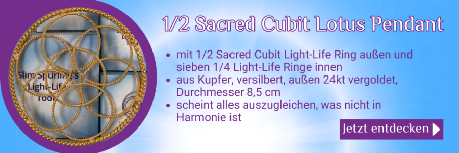 Sacred Cubit 1/2 Light-Life Lotus Pendant, Kupfer, 24kt vergoldet